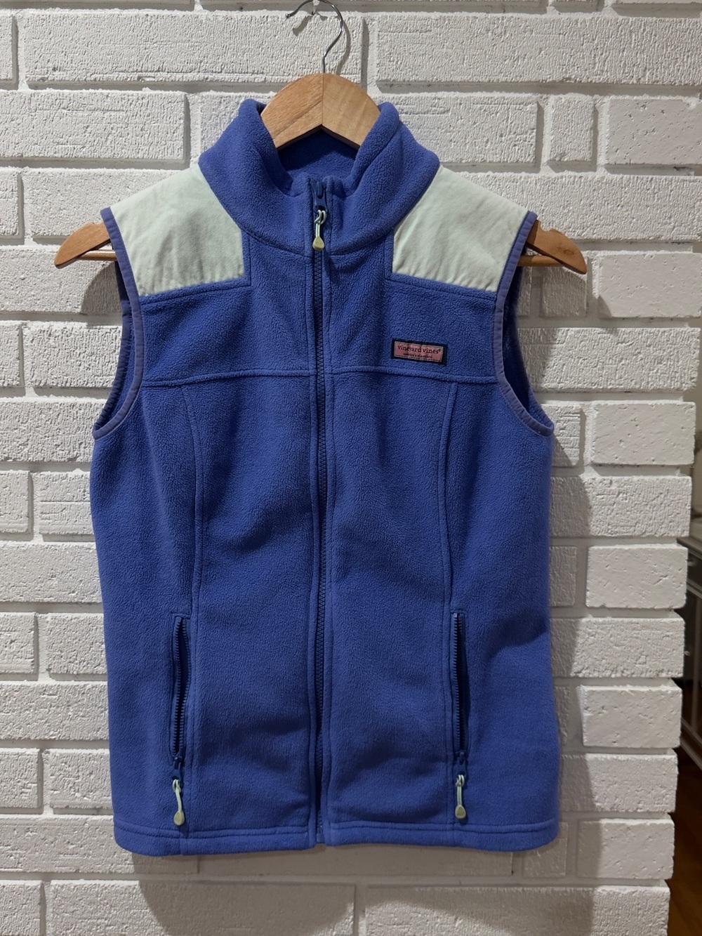 Vineyard Vines Fleece Vest Women's XS Blue Color-block Full Zip Whale Logo